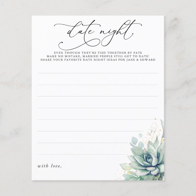 Succulents Greenery Date Night Ideas (Vorderseite)