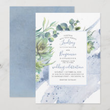 Succulents Greenery Dusty Blue Elegante Hochzeit