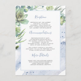 Succulents Greenery Dusty Blue Wedding Information Begleitkarte