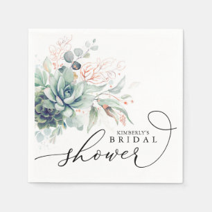 Succulents Greenery Elegant Bridal / Babydusche N Serviette