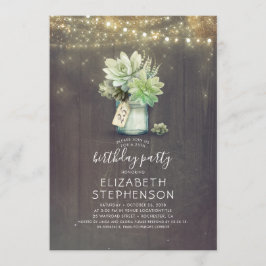 Succulents Greenery Mason Jar Rustic Geburtstag Einladung