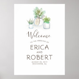 Succulents Greenery Mason Jars Rustikale Hochzeit Poster