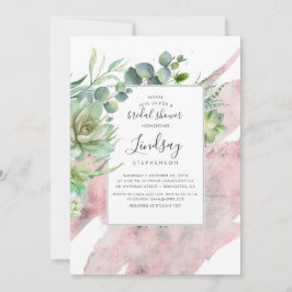 Succulents Greenery Rose Gold Foil Brautparty Einladung