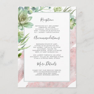 Succulents Greenery Rose Gold Hochzeitsinformation Begleitkarte