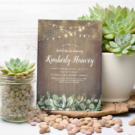 Succulents Greenery Rustic Country Brautparty Einladung