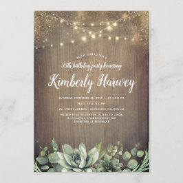 Succulents Greenery Rustic Country Geburtstag Einladung