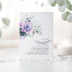Succulents Greenery Silver Blätter Engagement Part Einladung