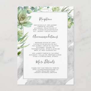 Succulents Greenery Silver Wedding Information Begleitkarte