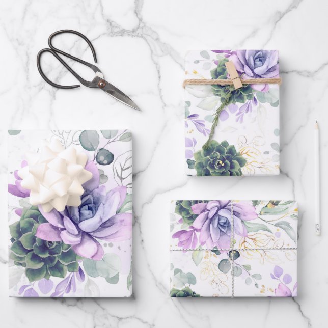 Succulents Greenery und Gold Eukalyptus Blätter Wr (Vorderseite)