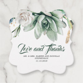 Succulents Greenery White Floral Wedding Geschenkanhänger