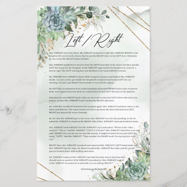 Succulents grüne Blattgold Frame Links rechts (Vorderseite)