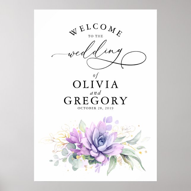 Succulents Grüne Wedding Welcome Poster (Vorne)