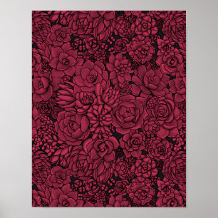 Succulents in Viva Magenta- Color of the Year 2023 Poster
