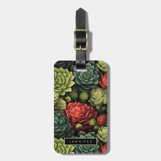 Succulents Luggage Tags Gepäckanhänger (Vorderseite vertikal)