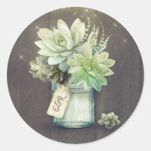 Succulents Mason Jar Rustic Wedding Initialen