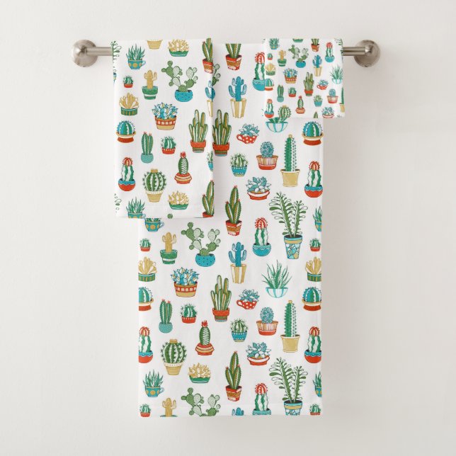 Succulents-Muster Badhandtuch Set (Insitu)