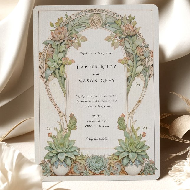 Succulents Nouveau Wedding Einladung (Von Creator hochgeladen)