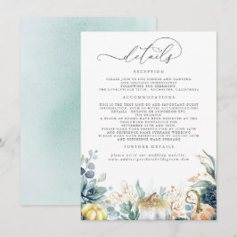 Succulents Pumpkins Gold Blätter Wedding Details E Begleitkarte