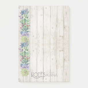 Succulents Row and Rustic Wood Wedding ID515 Post-it Klebezettel