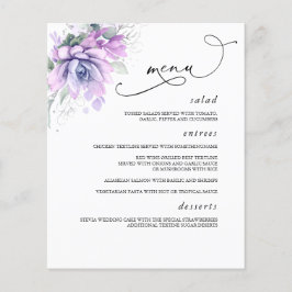 Succulents Silver Greenerity Wedding Menu Flyer
