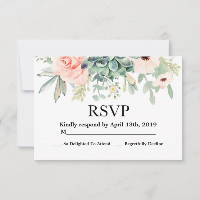 Succulents UAWG Hochzeitkarte RSVP Karte (Vorderseite)