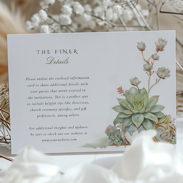 Succulents Wedding Information Card Vintag Begleitkarte (Von Creator hochgeladen)