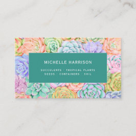 Succules Aquarellfarbene Pflanze Shop QR Code Visitenkarte