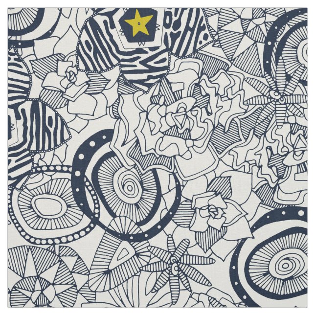 Succules Elfenbein Chartreuse-Stern Stoff (Muster)