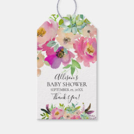 Succules Floral Baby Shower Gefallen Geschenkmarke Geschenkanhänger