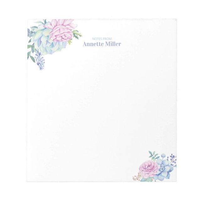 Succules floral Personal Stationery Notepad Notizblock (Vorderseite)