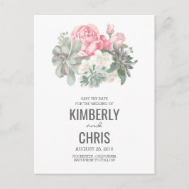 Succules florrosa Bouquet Save the Date Ankündigungspostkarte