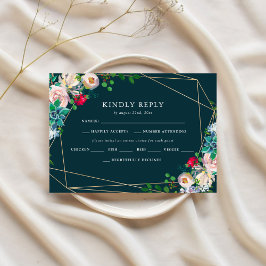 Succules & Gold Chic Wedding RSVP Einladung
