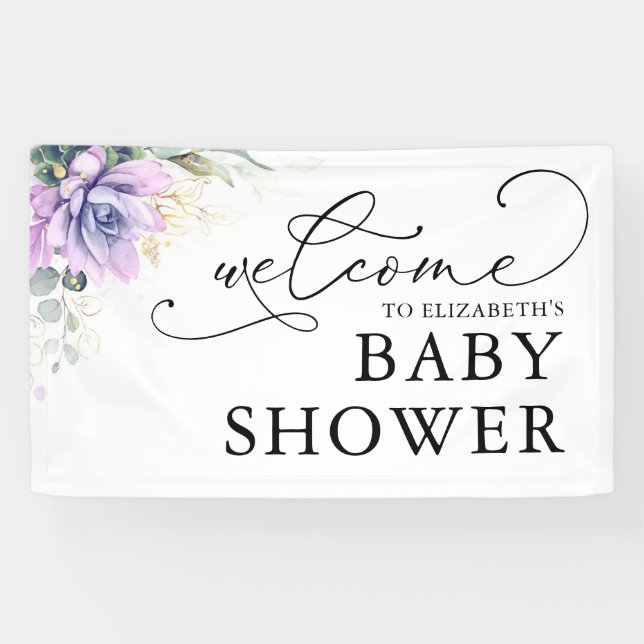 Succules Greenery Baby Shower Begrüßungsbanner Banner (Horizontal)