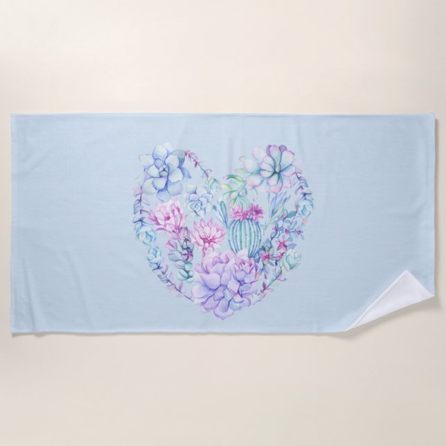Succules Heart Beach Handtuch (Vorderseite)