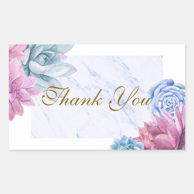 Succules Marble Chic Brautparty Fiesta Gefallen Rechteckiger Aufkleber (Vorderseite)