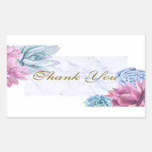 Succules Marble Chic Brautparty Fiesta Gefallen Rechteckiger Aufkleber