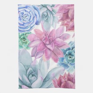 Succules Modern Chic Fiesta Garden Floral Weiß Geschirrtuch
