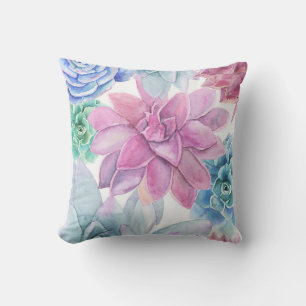 Succules Modern Chic Fiesta Garden Floral Weiß Kissen