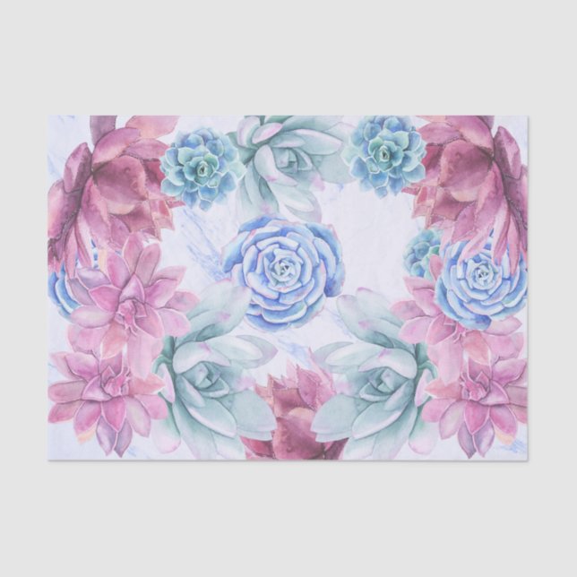 Succules Modern Chic Marmor Brautparty Fiesta Seidenpapier (Vorderseite)