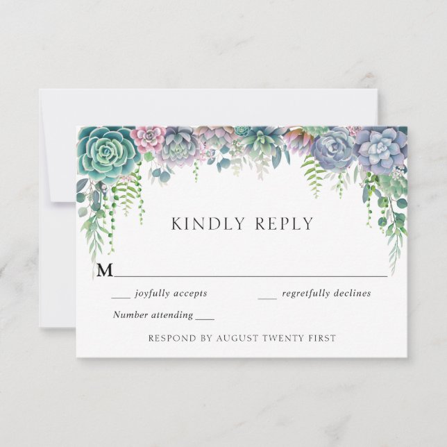 Succulous RSVP card Einladung (Vorderseite)
