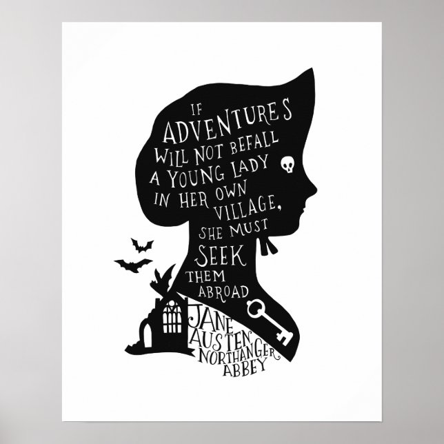 Suche Abenteuer Northanger Abbey Zitat Poster (Vorne)
