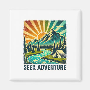 Suche Abenteuer Vintage Berg Camping Wanderer Trek Magnet