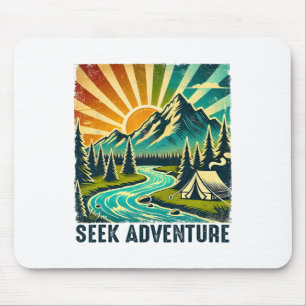 Suche Abenteuer Vintage Berg Camping Wanderer Trek Mousepad