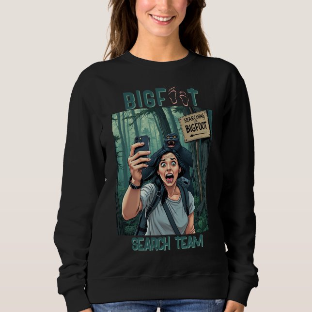 Suche Bigfoot Sasquatch Selfie Black Sweatshirt (Vorderseite)