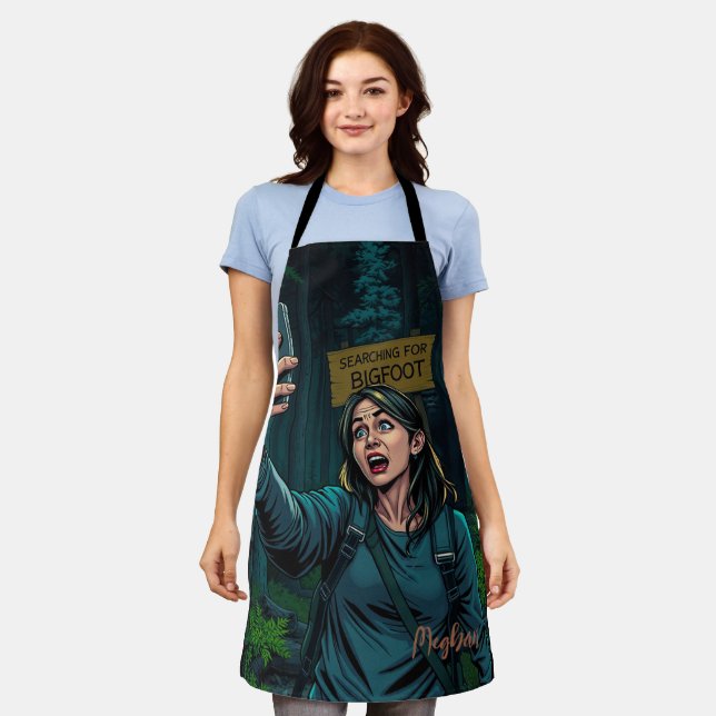 Suche Bigfoot Sasquatch Selfie Schürze (Getragen)