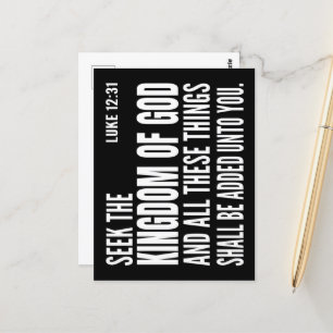 Suche das Reich Gottes und all diese Dinge werden Postkarte
