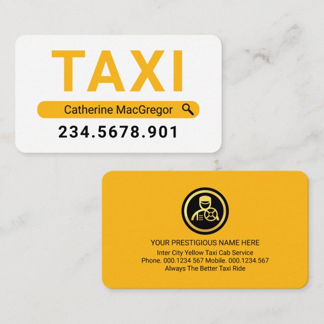 Suche Ihren Namen Gelber Taxi Visitenkarte (Vorne/Hinten)