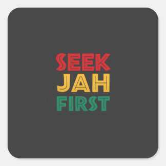Suche Jah zuerst Rastafari-Reggae-Rasta-Farben Quadratischer Aufkleber