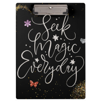 Suche jeden Tag nach Magie - Glam Glitter Clipboar Klemmbrett