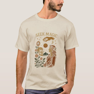 Suche Magie – Vintage-Mystik-Schädel- und Göttinne T-Shirt